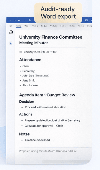Governance Meeting Minutes For Outlook MinutesMate